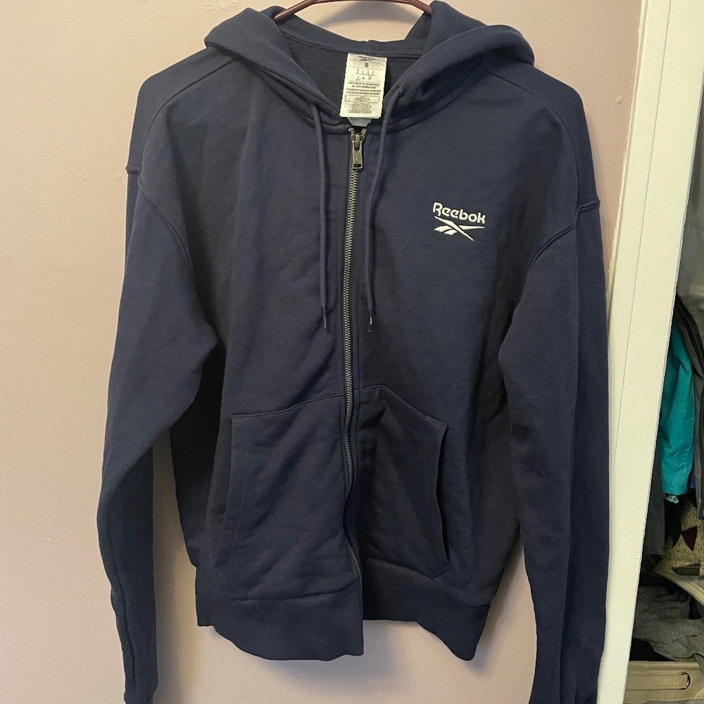Reebok navy blue full zip hoodie small